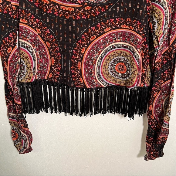 Gypsy Warrior Crop Top Fringe Mandala Print S - Picture 5 of 11